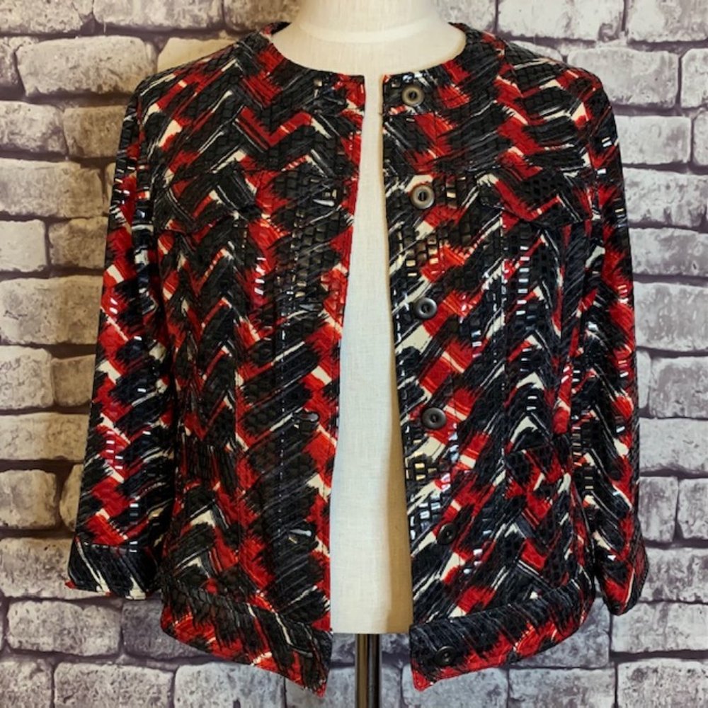 Ruby Rd 3/4 Sleeve Shiny Jacket Size 12p - image 1